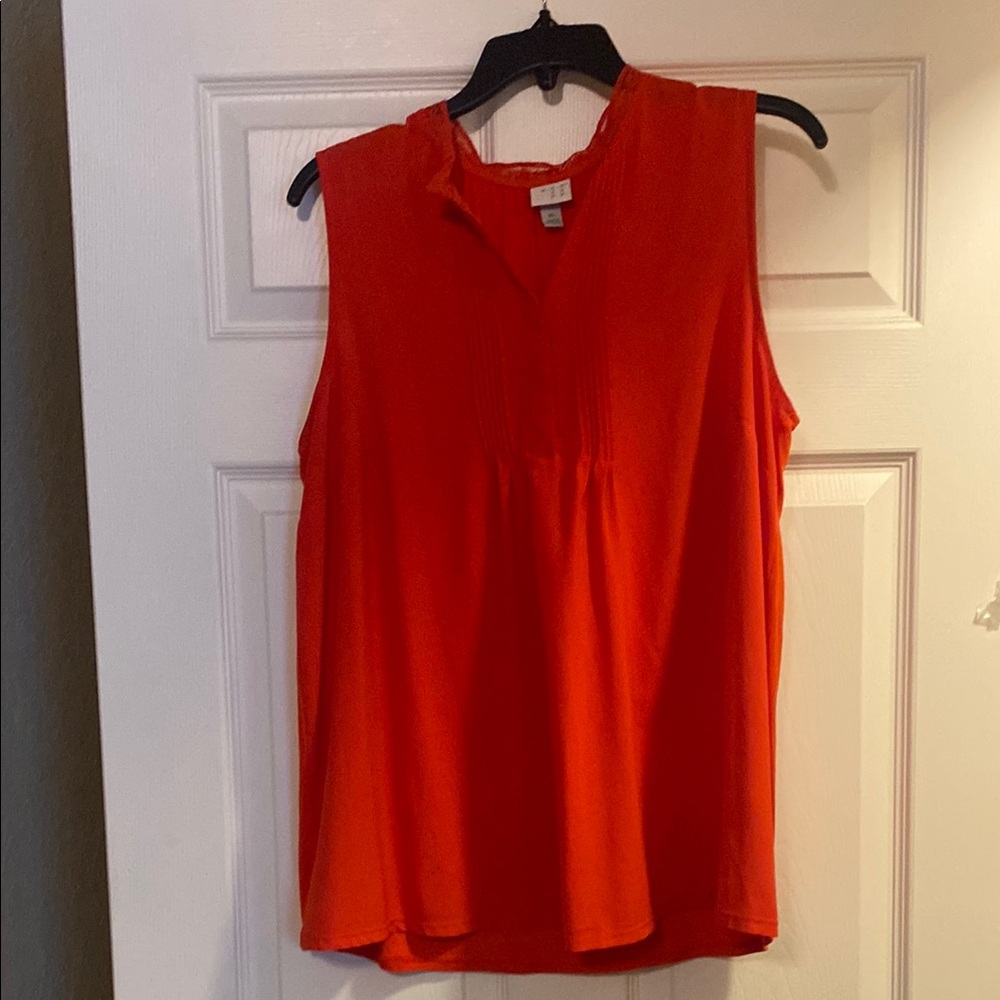A New Day Red Sleeveless Mandarin Collar Blouse